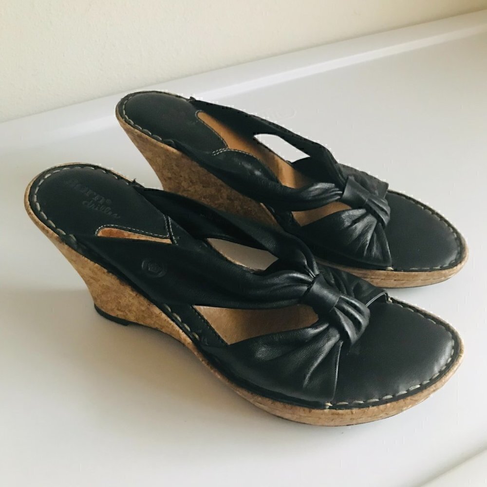 Born Black Wedge Sandals